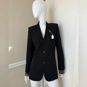 VINTAGE! 90’s JEAN PAUL GAULTIER FEMME Black Fitted Blazer w/ Leather Sleeves